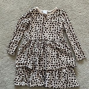 Hanna Andersson Girls Leopard Print Tiered Dress in Sz 4